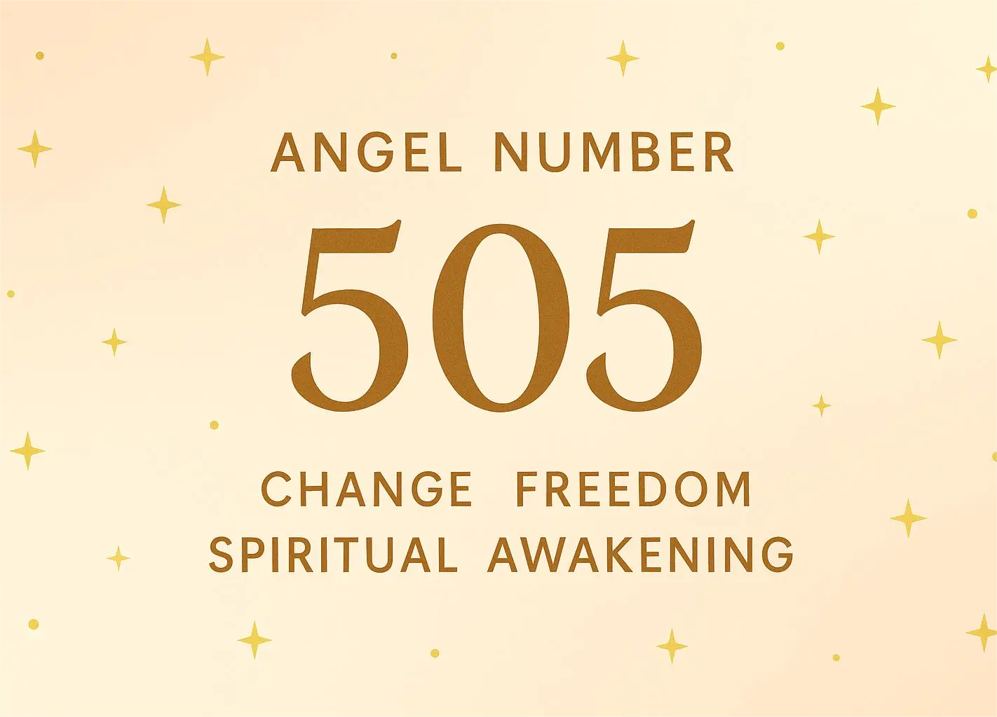 505 Angel Number cover with gold text and star accents on peach-beige gradient background