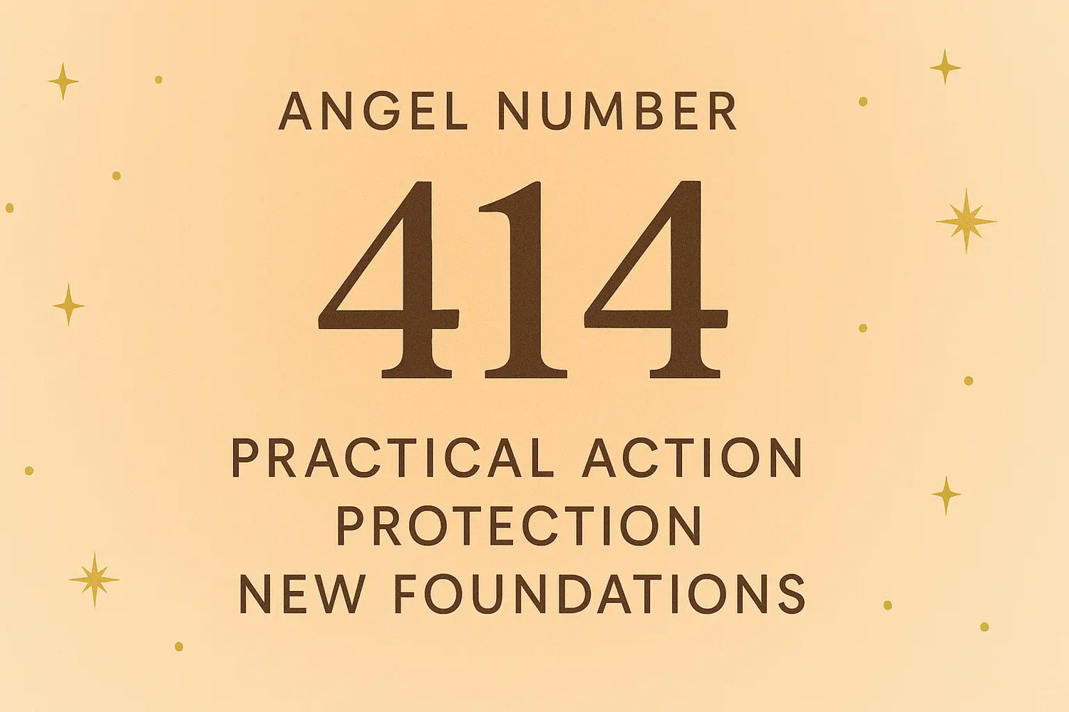 414 Angel Number cover with centered brown text on beige gradient and gold stars