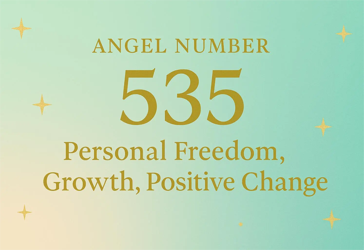 535 Angel Number cover with gold text on mint green gradient background and star accents