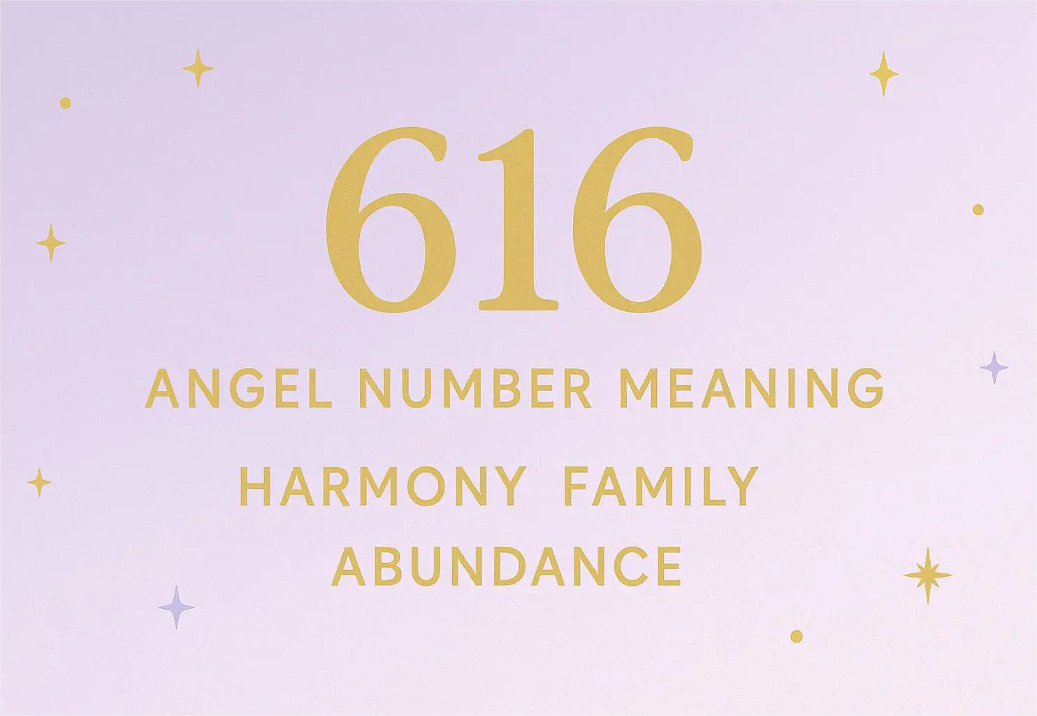616 Angel Number cover with gold text on lavender gradient background and star accents