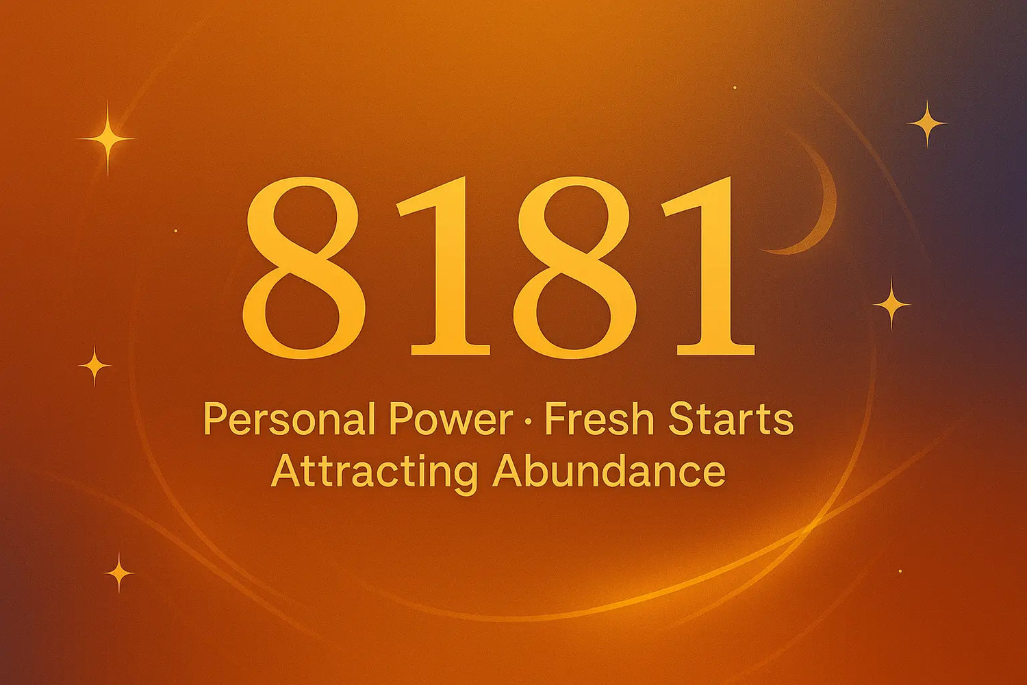 8181 Angel Number with a gold–orange gradient background and subtle celestial accents.