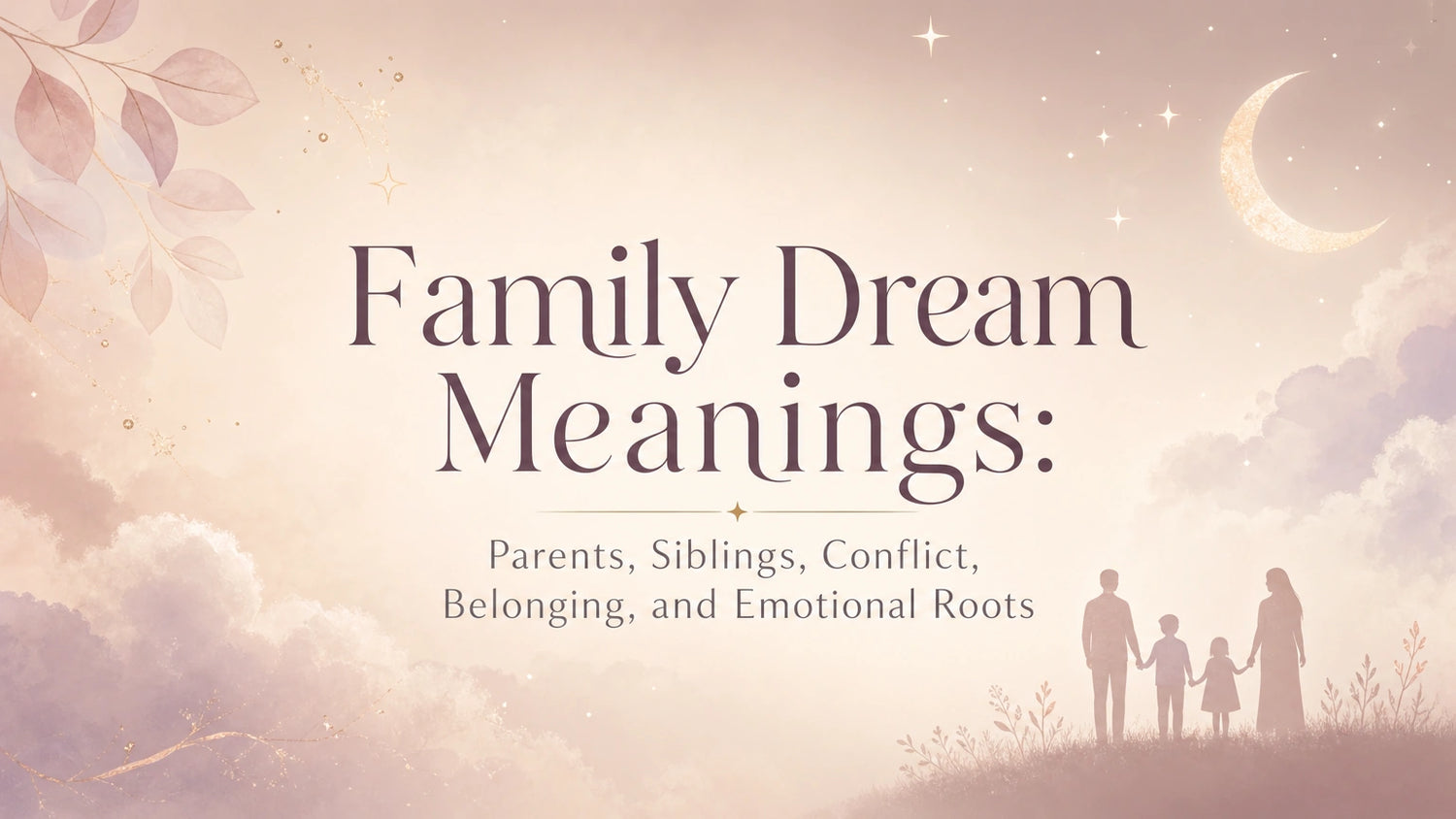 Woman reflecting on family dream meanings with symbolic imagery of parents, siblings, and home