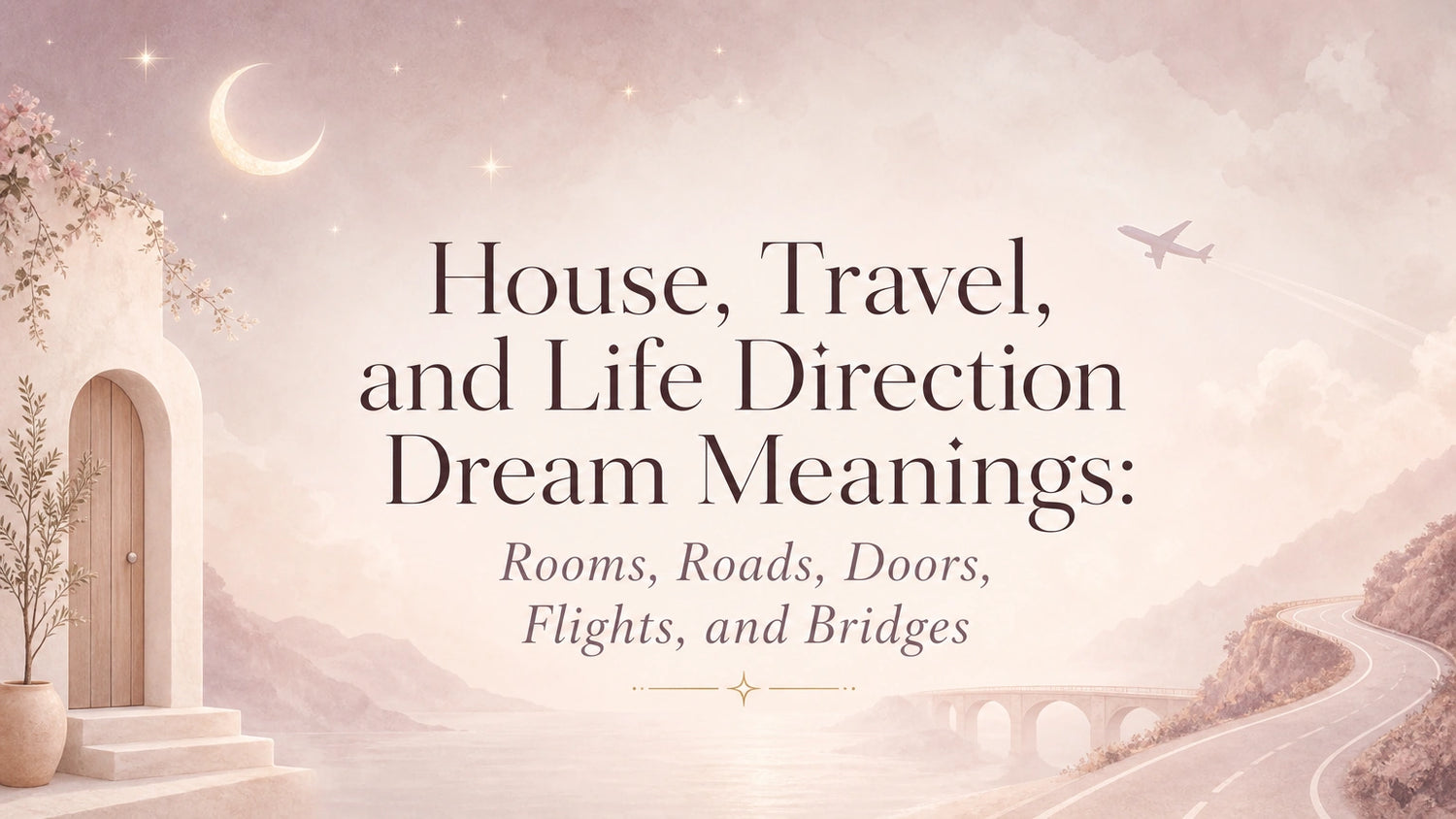 Woman reflecting on house, road, door, bridge, and travel dream symbolism for life direction