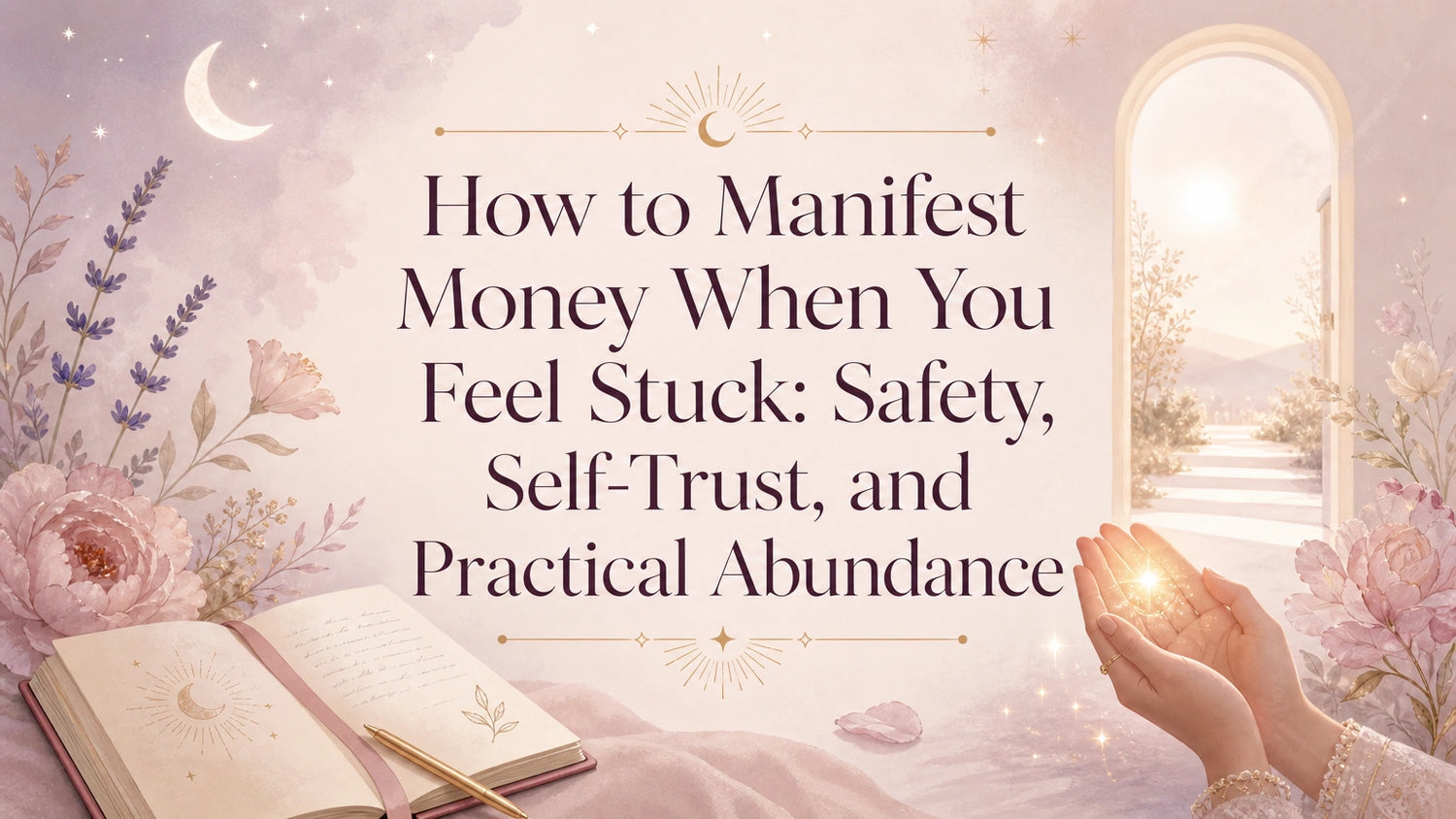Woman journaling about money manifestation with notes, planner, and calm morning light