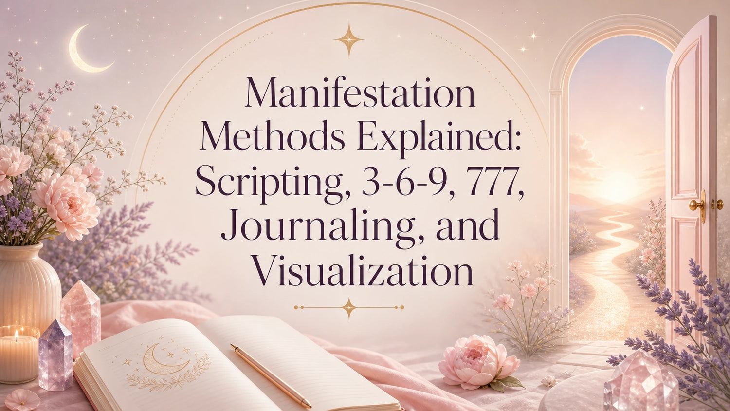 Woman journaling and visualizing with candlelight, representing manifestation methods, scripting, and grounded spiritual practice