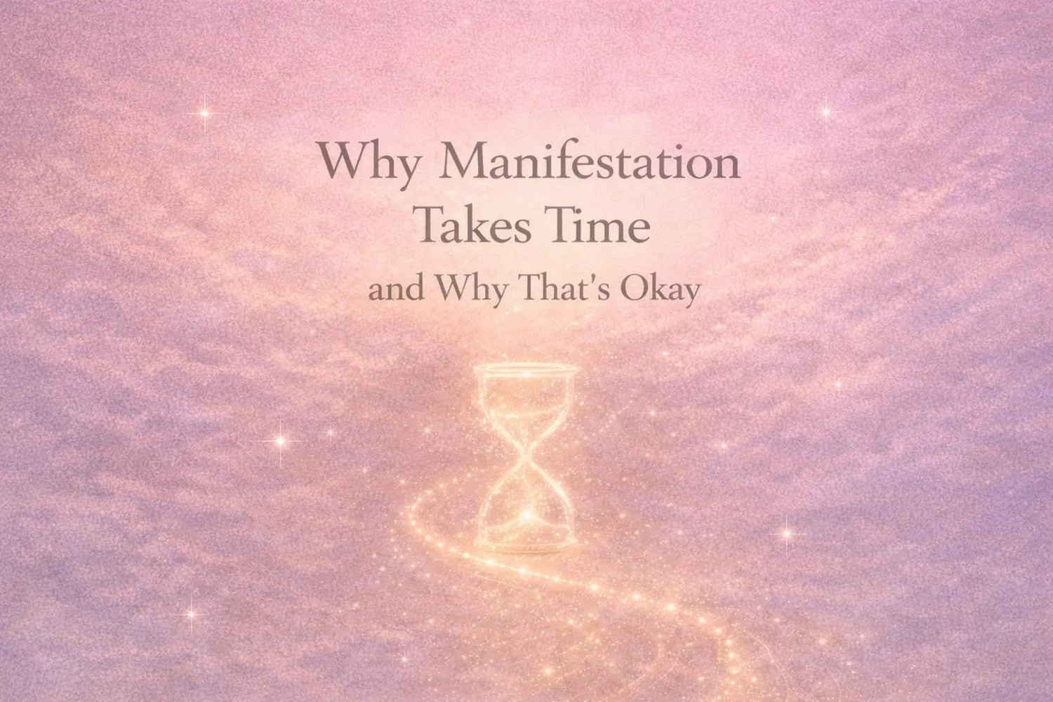 Manifestation cover with large centered title and subtle hourglass symbolism representing patience, timing, and alignment