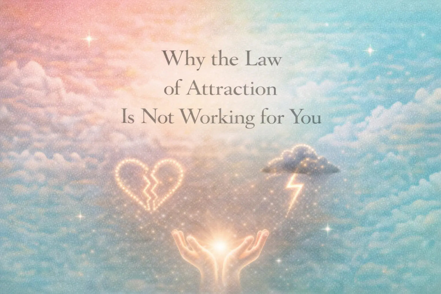 Manifestation cover with large centered title and subtle symbolic elements representing emotional blocks, confusion, and the need for realignment