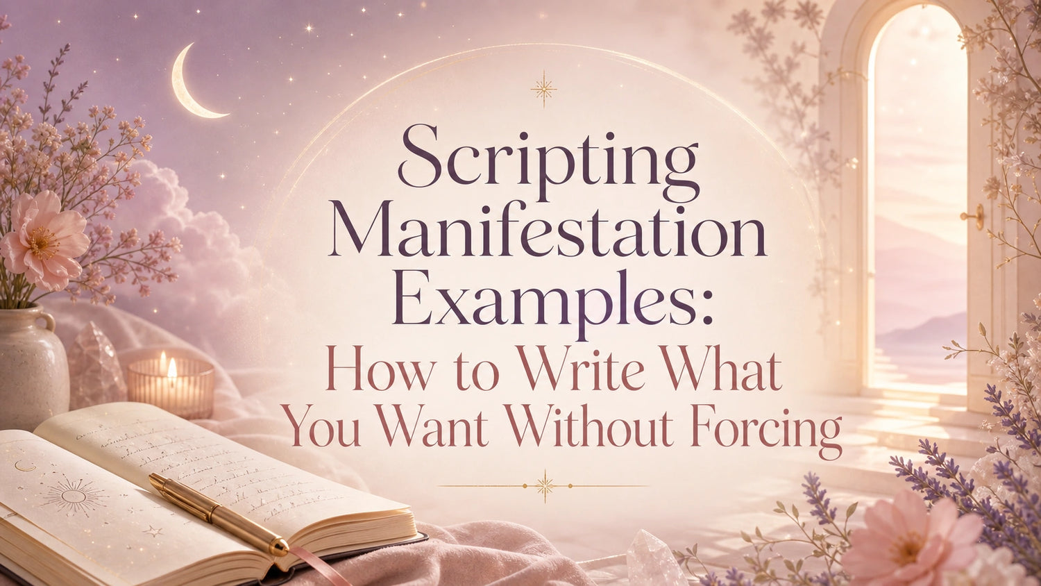 Woman journaling a manifestation script in a calm, cozy setting